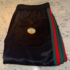 Men’s Gucci Wide Leg Satin Draw String Trousers with Side Stripes.